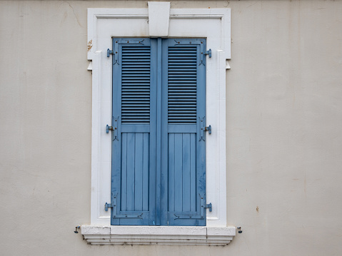 White framed window on a country house.