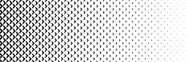 Vector illustration of horizontal black halftone of arrow design for pattern and background.