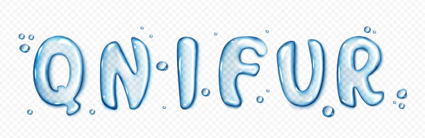 istock Water font letters png isolated on transparent 1485966651