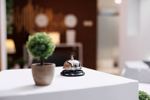 istock Service bell on reception desk at hotel 1485971349