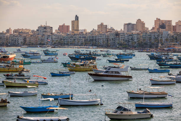 Alexandria harbour on a sunny day - Egypt.