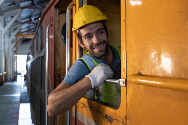 istock Engineer train Inspect the train's diesel engine, railway track in depot of train 1485975863