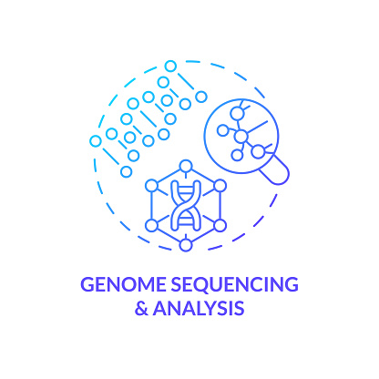 Genome sequencing and analysis blue gradient concept icon. Identifying inherited diseases with technology. Genomic medicine abstract idea thin line illustration. Isolated outline drawing