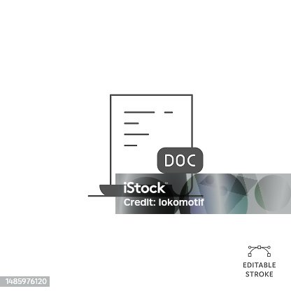 istock DOC File Flat Line Icon with Editable Stroke. The Icon is suitable for web design, mobile apps, UI, UX, and GUI design. 1485976120