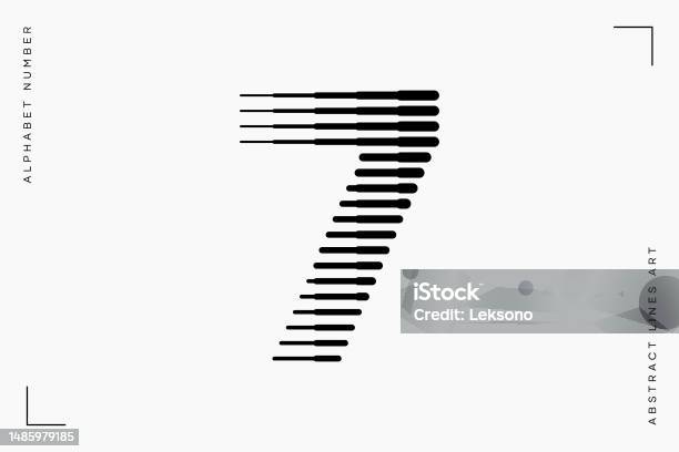 Line Through Seven Number Seven 7 Lines Abstract Modern Art Vector Illustration Stock ...