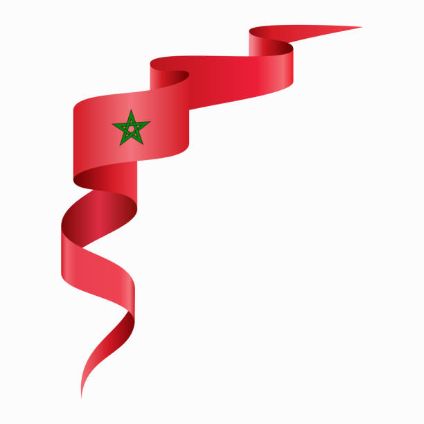모로코 국기 물결 모양의 추상적 인 배경. 벡터 그림입니다. - moroccan flags stock illustrations