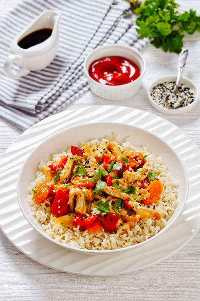 istock sweet and sour chicken with veggies and rice 1485987662
