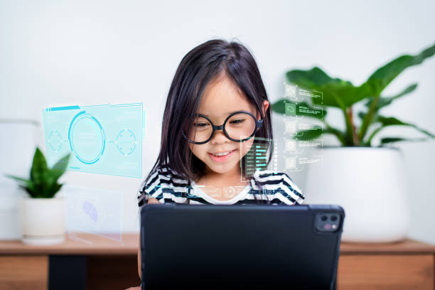 istock Asian child girl student wow excited on video call learning to studying online class or person learn from home school with tablet 1485988724