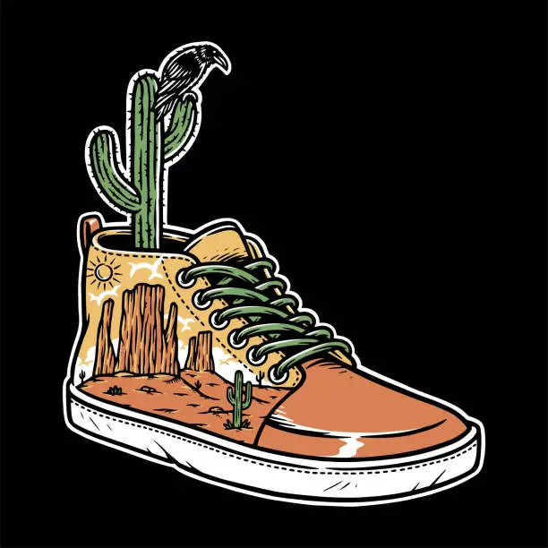 Vector illustration of beautiful desert landscape in shoes