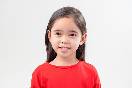 little girl child kid Asia cute \nisolated on white color background