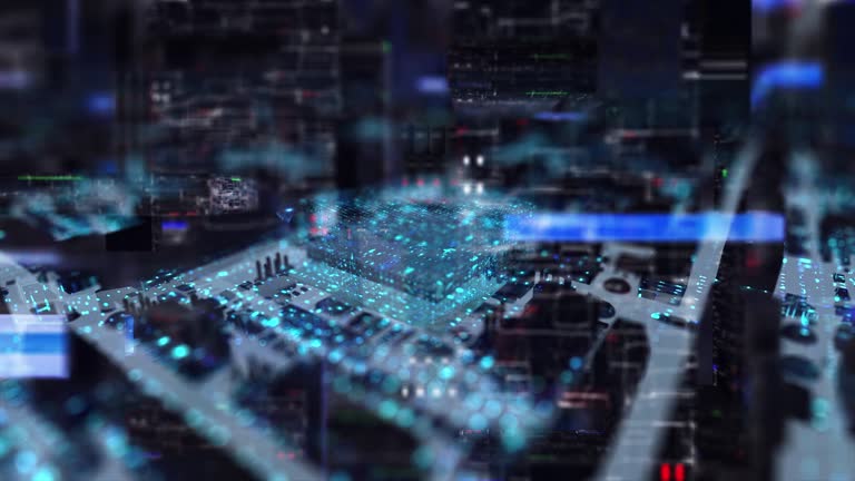 panel circuit board with digital processor conceptual background