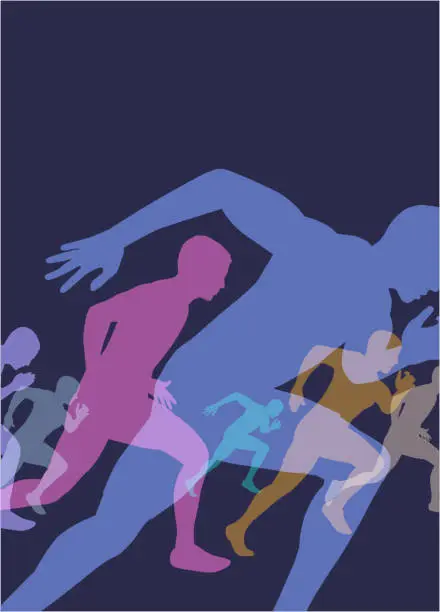 Vector illustration of Sprinters Silhouettes