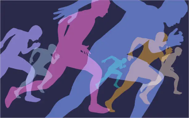 Vector illustration of Sprinters Silhouettes