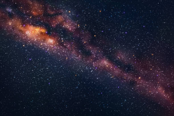 Milky Way, stars and nebula Night starry sky. Space vector background aurora borealis orange stock illustrations