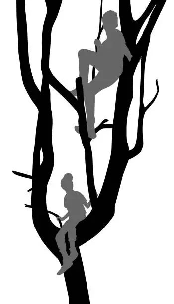 Vector illustration of Happy boys on the tree outdoor