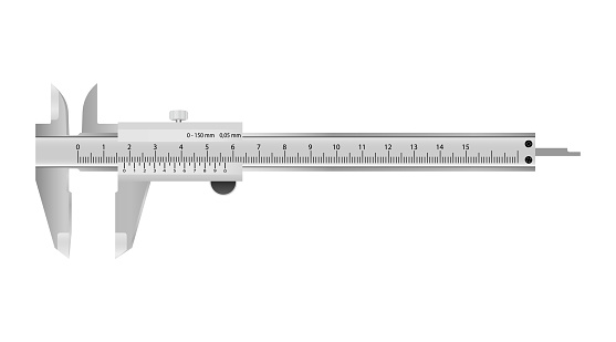 The Vernier caliper and scale. Measuring tool and equipment. Editable Vector Illustration isolated on white background.