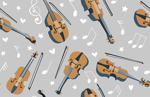 Violin Streamless Pattern Violin Seamless Pattern Vector Illustration Stock Illustration ...
