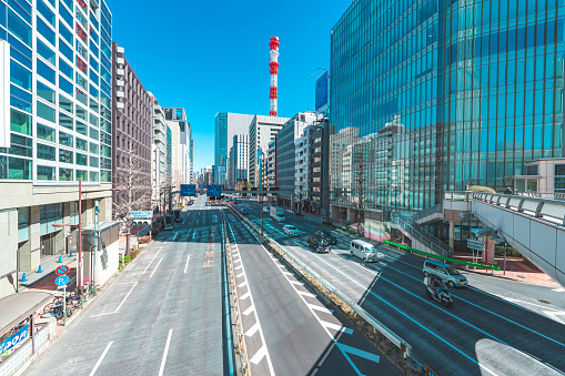 Empty road in Gizna, Tokyo