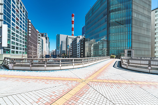 Footbridge structure in Tokyo City