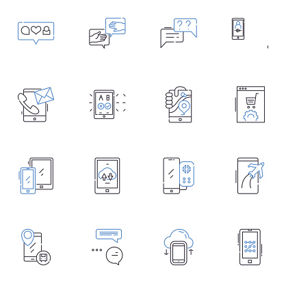 Miniature device outline icons collection. Microchip, Nano-device, Pocket-sized, Compact, Tiny, Portable, Small-scale vector and illustration concept set. Ultrasmall,Petite linear signs and symbols