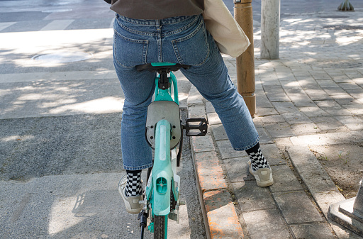 woman cycling to work
