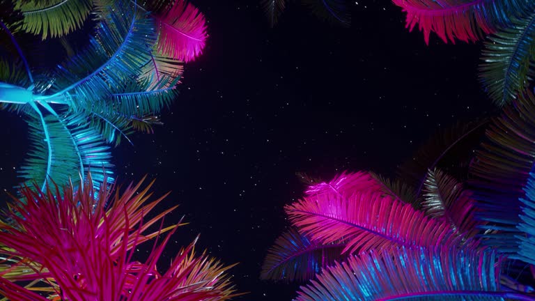 Palm tree in neon light