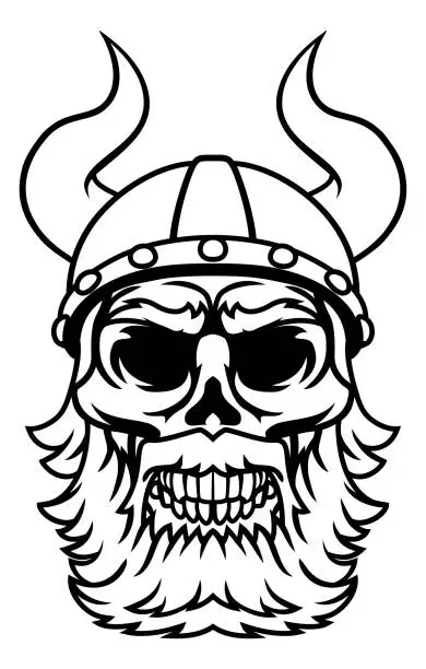 Vector illustration of Viking Helmet Warrior Bearded Skull