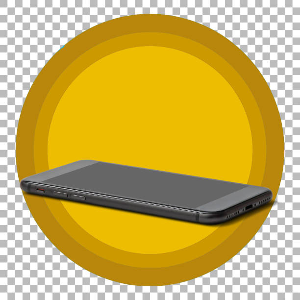 Black Smart phone over transparent background