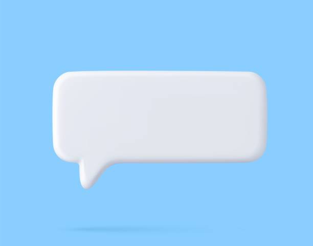 3d Blank white speech bubble pin 3D speech bubble icons, isolated on blue background. 3D Chat icon set. Chatting box, message box. 3d rendering. Vector illustration online chat bubble stock illustrations