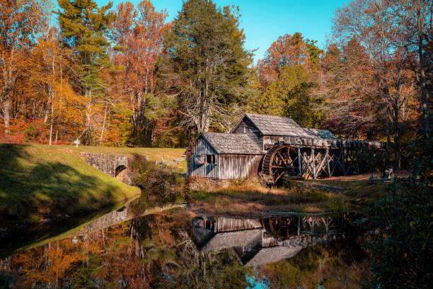 istock Old water mill at Blue Ridge Parkway, a scenic rural landscape 1486024721
