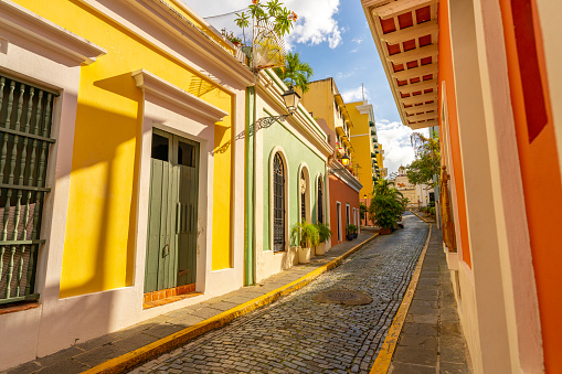 Streets with colorful houses at Old San Juan, Puerto Rico