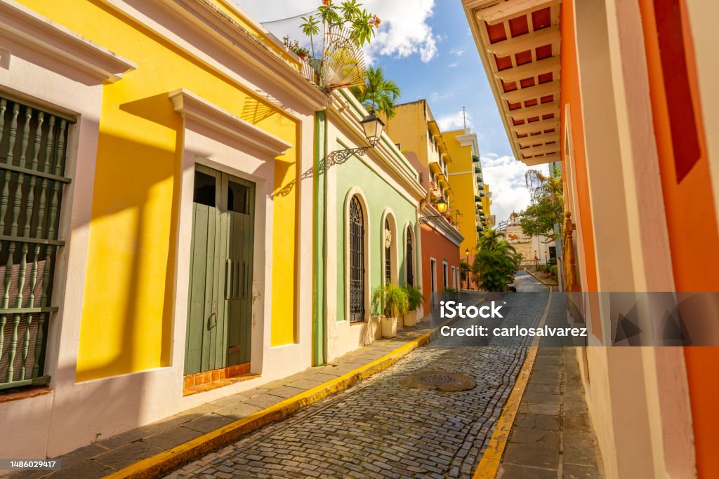 Colorful houses at Old San Juan Streets with colorful houses at Old San Juan, Puerto Rico Puerto Rico Stock Photo Colorful houses at Old San Juan Streets with colorful houses at Old San Juan, Puerto Rico Puerto Rico Stock Photo