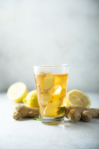 Healthy ginger tea with lemon