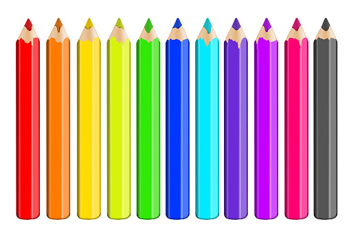 Crayons or Set of colored pencils isolated.