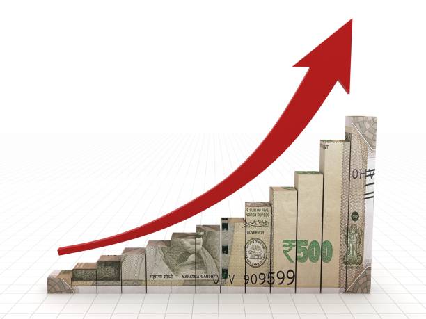 Indian rupee money finance growth chart graph stock photo