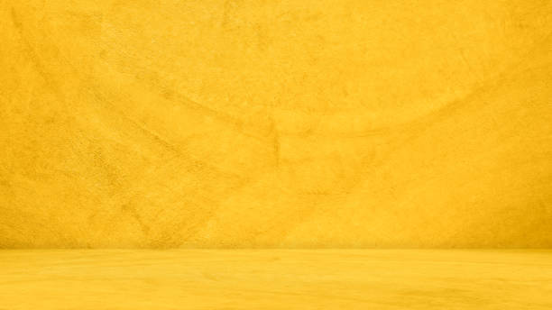 istock Background Yellow Studio Room Color on Wall Solid Loft,Orange Paint on Floor Table Product Summer Cosmetic,Empty Display Podium Gold Scene Template Cement Concrete Tropical Platform Stucco Paper Desk 1486042172
