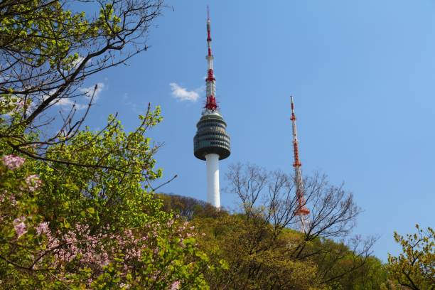 N Seoul Tower commonly known as Namsan Tower, communication and observation in Namsan Park in Seoul.