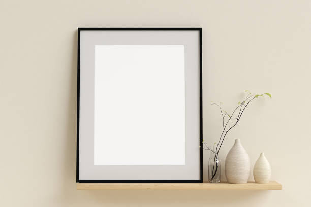 istock Framed poster mockup on the shelf with interior decor 1486057089