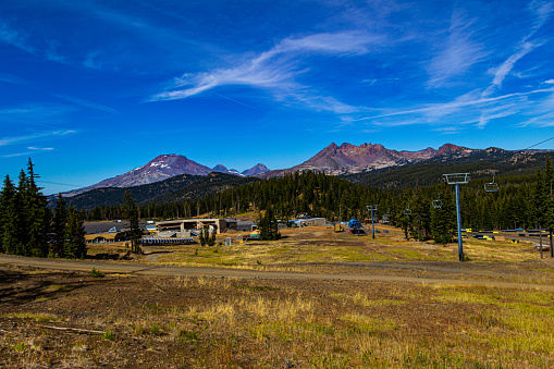 Bend, Oregon, USA - October 3, 2022:  Mt. Bachelor ski reoset offers a beautiful envornment with views of the Sisters peaks.