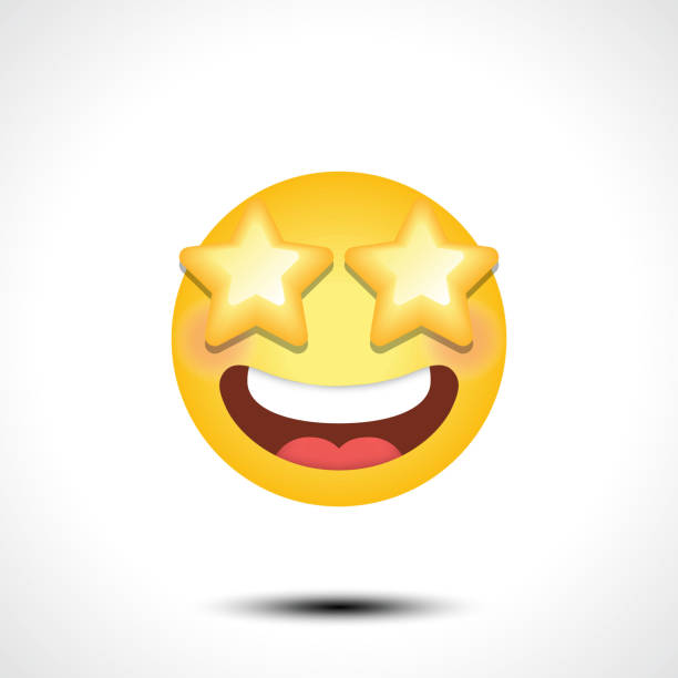 istock Star Struck Eyes Emoji Vector art illustration design. Excited emoticon face with yellow star shaped eyes and happy wide opened mouth. 1486066216