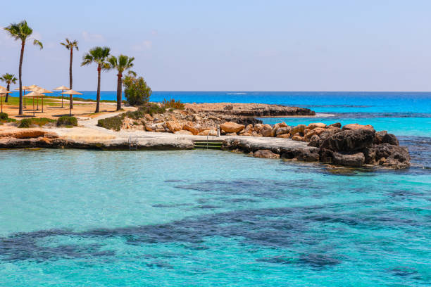 istock paradise beach with blue sea 1486068704