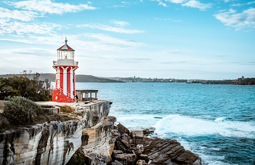 The view of the Hornby lighthouse in Watsons Bay in sunny days