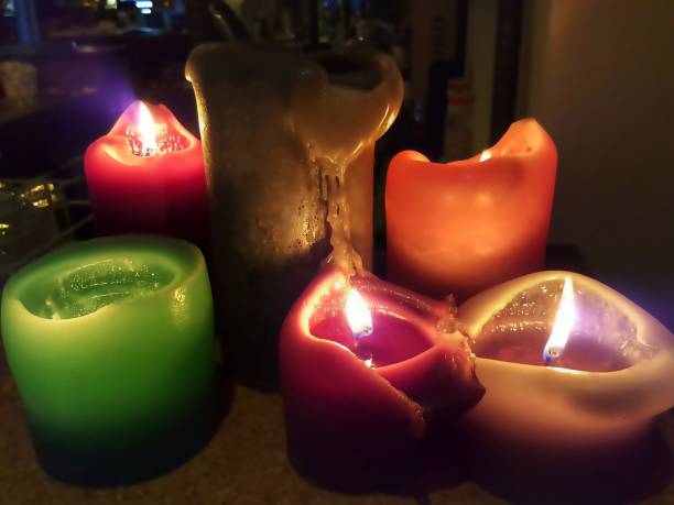 istock Arrangement of colorful burning candles 1486076314