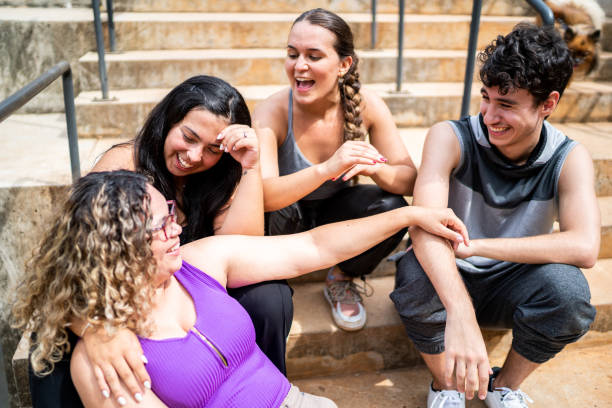 istock Happy friends talking outdoors 1486077316