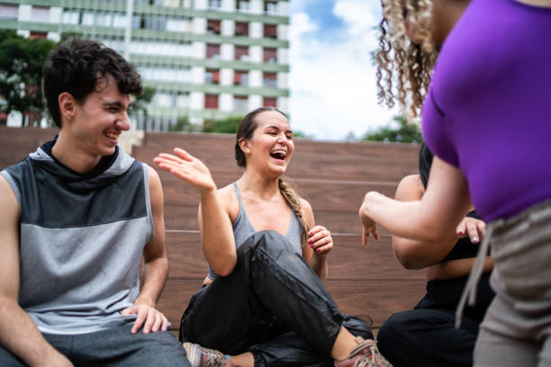 istock Friends greeting outdoors 1486078239