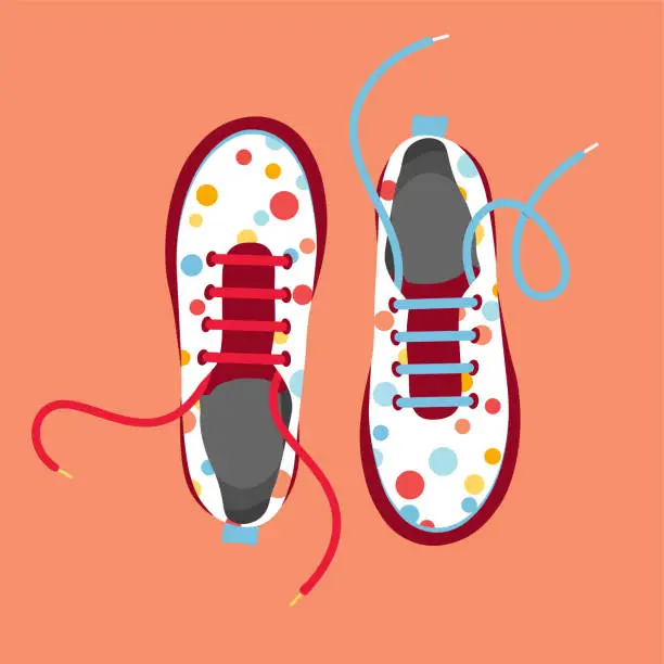 Vector illustration of Colorful shoes with untied laces