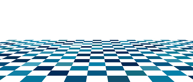 Vector blue empty chess checker board textured tiled floor in perspective illustration,Abstract Backgrounds