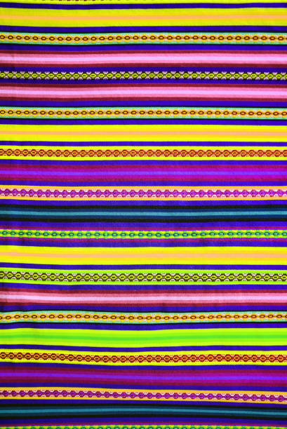 istock Amazing Peruvian Traditional Textile in Purple and Cobalt Tone Horizontal Strips 1486084074