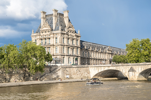 Museum Louvre in Paris, France. View from Seine river