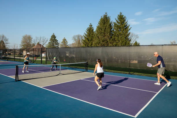 istock Female Pickleball Player Returning Ball 1486086979